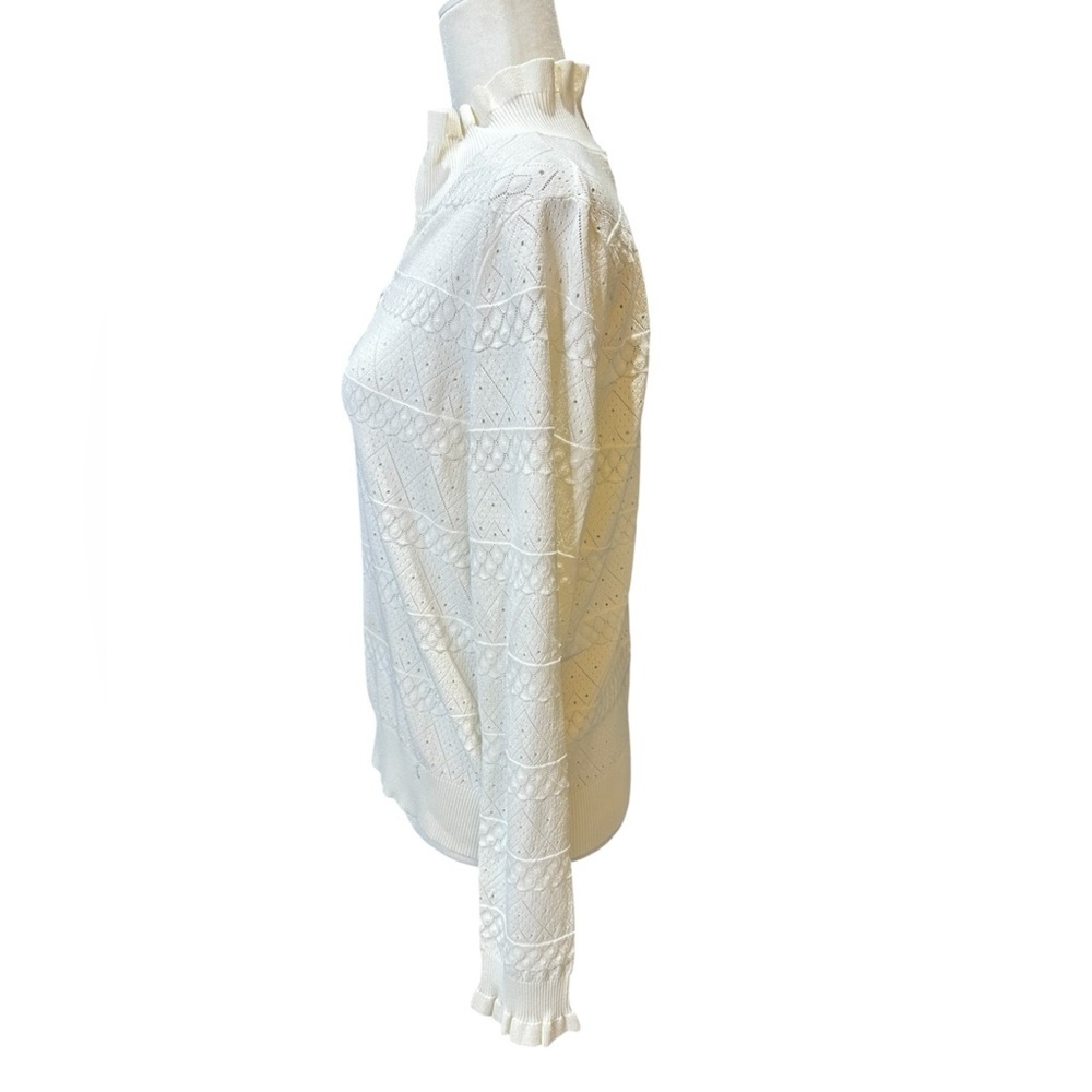 Veronica Beard Cream Textured Half-Zip Pullover - Picture 4 of 7